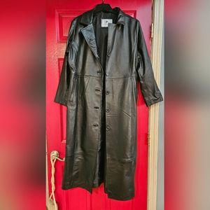 QUALITY LAMBSKIN LEATHER Trenchcoat Vintage sz L (ankle/mid calf)